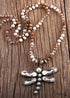 Boho Necklace, RH Amazonite Jasper, Dragonfly Brown Natural Stone
